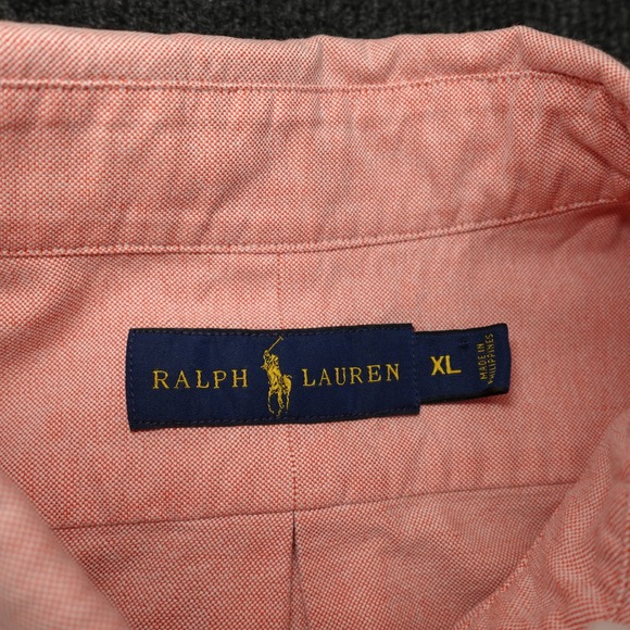 Ralph Lauren Button Down Long Sleeve Cotton Oxford Preppy Men XL Salmon - Picture 4 of 8